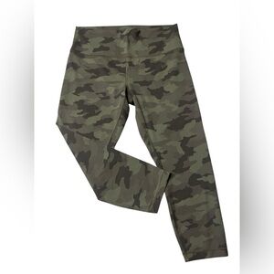 Lululemon Wunder Train HR Crop 22”Size 14 Camo Green